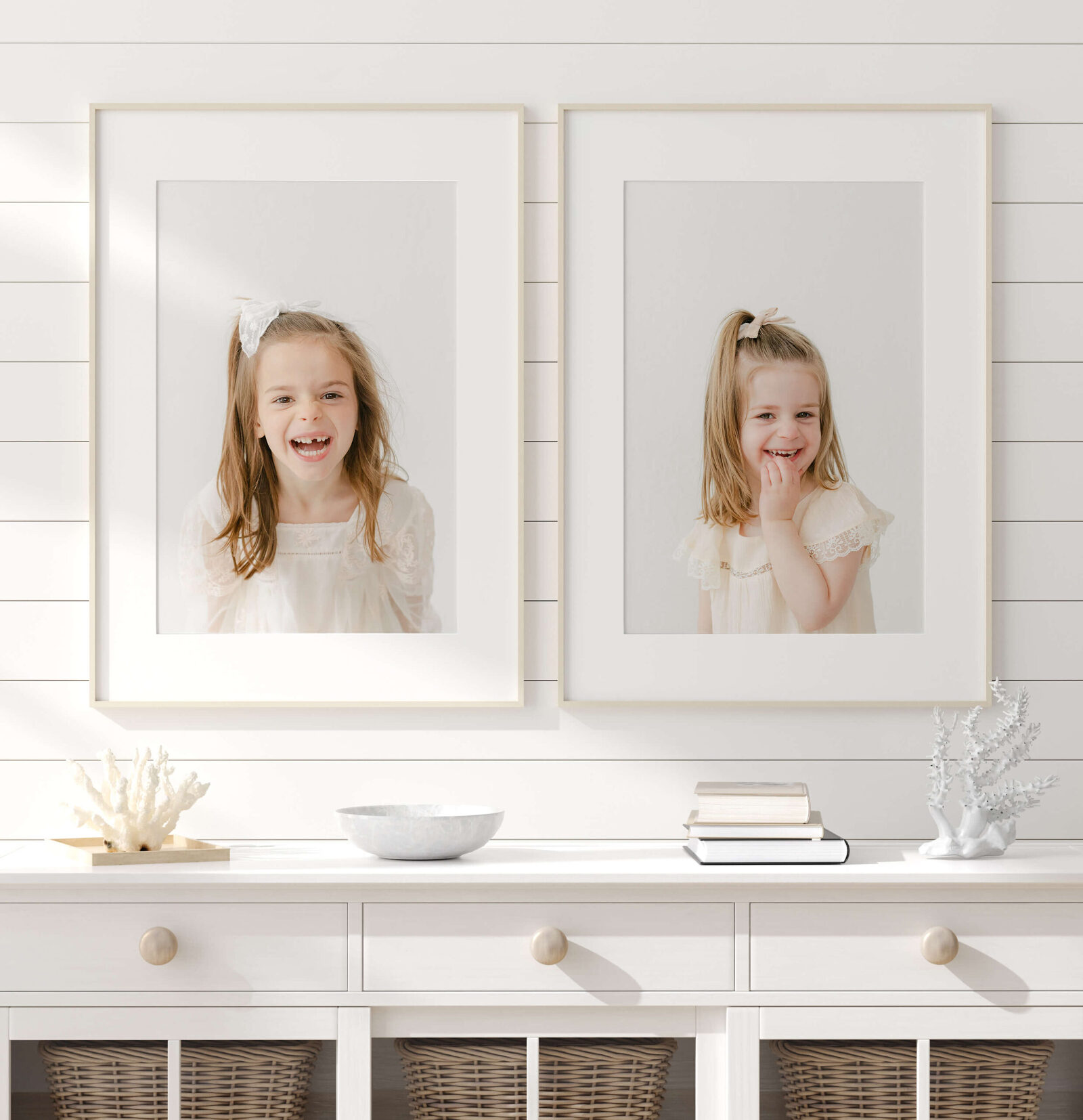 side by side family photography artwork of sisters in birmingham al