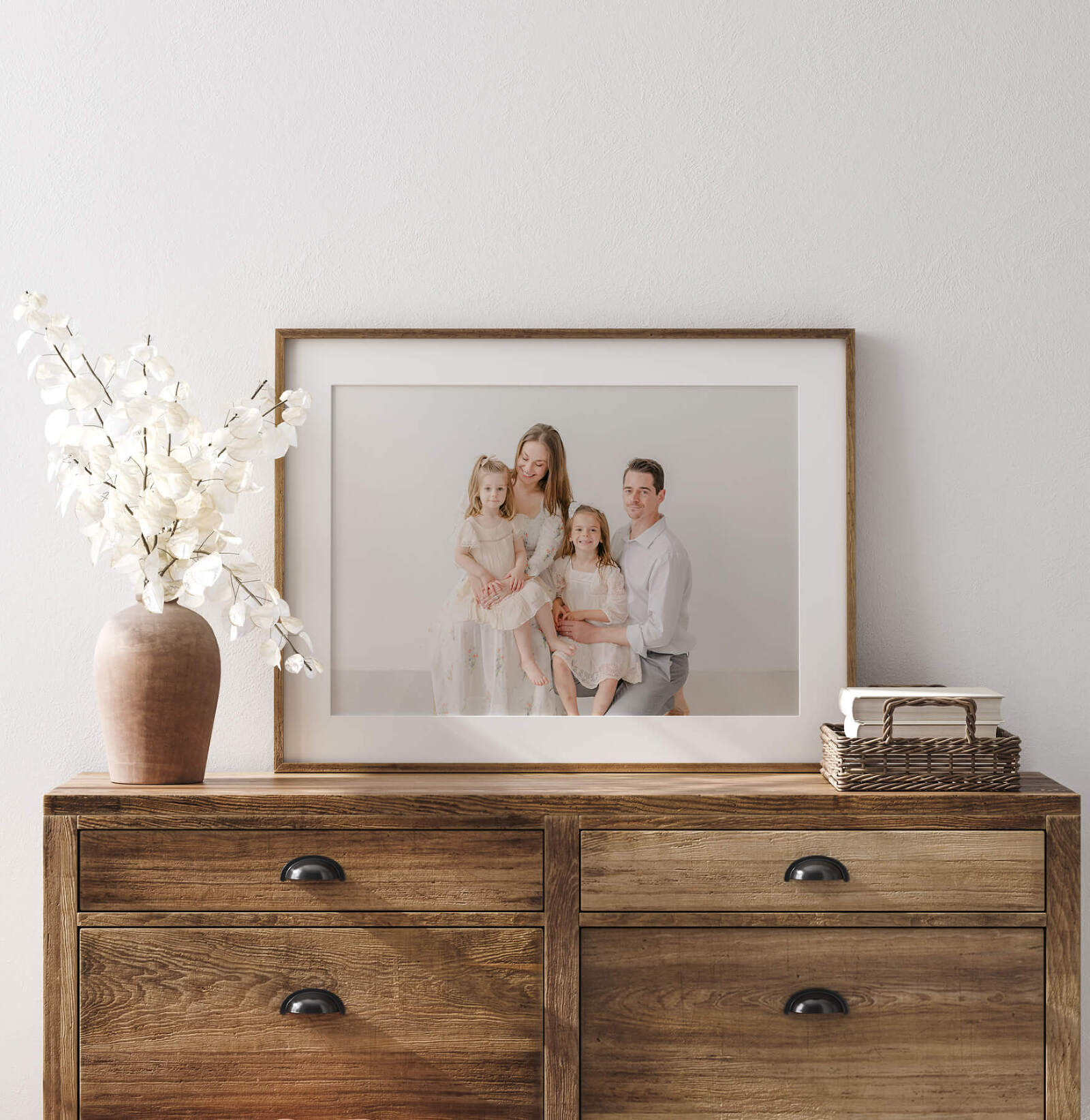 omaha home featuring family photography printed heirloom framed artwork