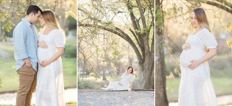 three ethereal images of an omaha couple pregnant after heartland fertility IVF treatments